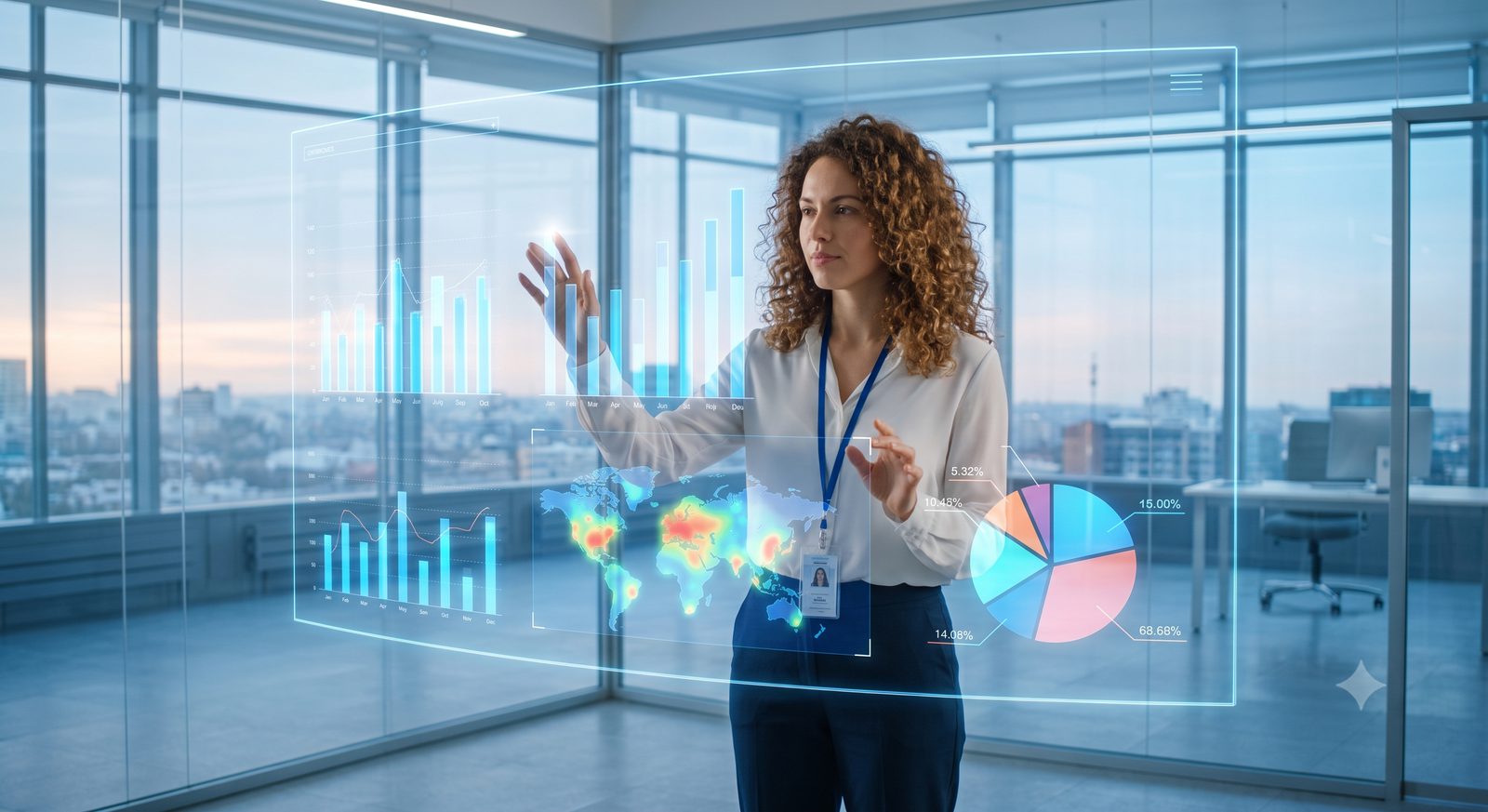 An analyst working with interactive data visualisations