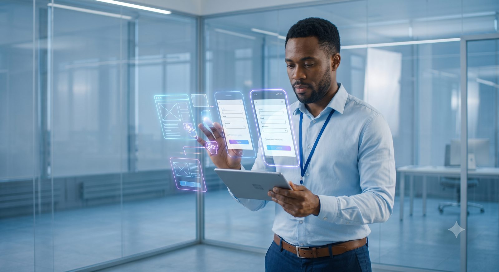 A custom business application on a tablet